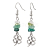 Natural Mixed Stone Clover Dangle Earrings EJEW-JE06148-1