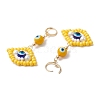 Glass Seed Bead Evil Eye Hoop Earrings EJEW-MZ00272-03-4