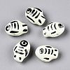 Handmade Printed Porcelain Beads Strand PORC-T133-02F-1