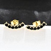 Black Cubic Zirconia Curved Bar Stud Earrings EJEW-G297-14G-4