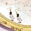 Rack Plating Alloy Cat Shape Dangle Earrings EJEW-JE05446-04-3