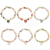 6Pcs 6 Colors Heart with Eye Alloy Enamel Charm Bracelets BJEW-JB12287-2