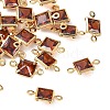 SHEGRACE Brass Pave Cubic Zirconia Square Connector Charms XGRQ2O364-440B-G-1
