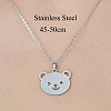 Non-Tarnish 201 Stainless Steel Hollow Bear Pendant Necklace NJEW-OY001-96-3