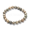 Natural Silver Leaf Jasper Stretch Beaded Bracelets G-A185-01D-1