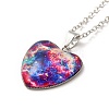 Glass Heart with Cloud Pendant Necklace NJEW-H165-01A-2
