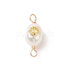 3Pcs 3 Patterns Grade AA Natural Cultured Freshwater Pearl Connector Charms with Alloy Slices PALLOY-JF01996-3