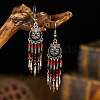 Bohemian Style Alloy Enamel Flat Round Tassel Chandelier Earrings FS-WG14215-02-1