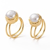 Adjustable Natural Pearl Cuff Rings RJEW-L095-G01-G-2