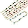 Leaf Brass Micro Pave Cubic Zirconia Link Chain Bracelets for Women BJEW-D455-01G-2