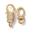 Brass Micro Pave Clear Cubic Zirconia Interlocking Clasps KK-J301-01-5