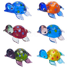 Gorgecraft 6Pcs 6 Colors Tortoise Glass Home Ornaments DJEW-GF0001-60