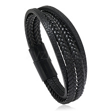 Minimalist Braided Leather Magnetic Clasp Bracelet for Men - Retro and Trendy Design ST3470317