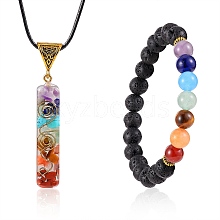 Energy Yoga Chakra Jewelry Set for Girl Women AJEW-SZ0002-12A