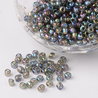 Transparent Rainbow Colours Round Glass Seed Beads X-SEED-A007-4mm-172-1