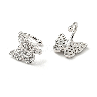 Clear Cubic Zirconia Butterfly Cuff Earrings EJEW-G295-15P-1