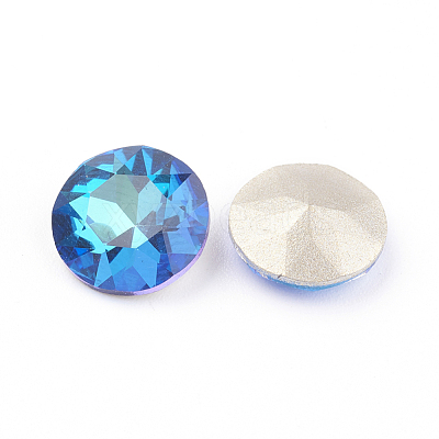 Pointed Back & Back Plated Glass Rhinestone Cabochons RGLA-J012-8mm-001BB-1