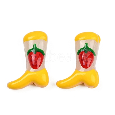 Boot Baking Paint Glass Enamel  Beads LAMP-C020-02C-1