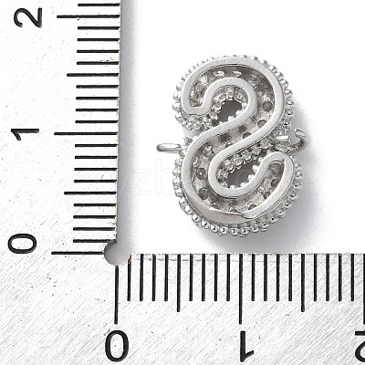 Brass Micro Pave Cubic Zirconia Letter Links KK-I717-04S-P-1