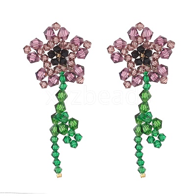 Imitation Austrian Crystal Flower of Life Dangle Stud Earrings X1-EJEW-TA00029-03-1