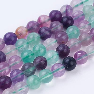 Natural Fluorite Beads Strands G-P318-05-8mm-1