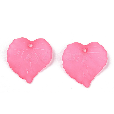 Transparent Frosted Acrylic Leaf Charms FACR-ZX003-01D-1