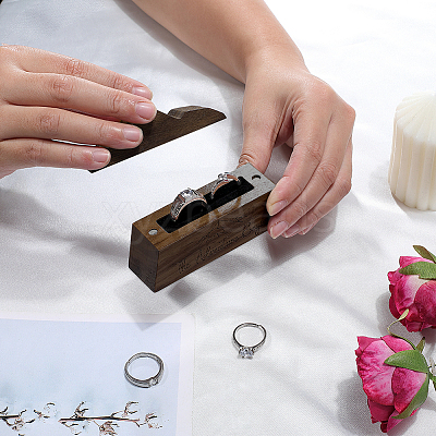 1Pc Black Walnut Wood Ring Storage Boxes with Magnetic Lid OBOX-PH0001-06-1