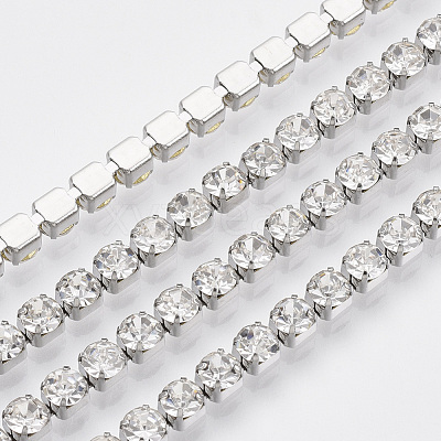 3.28 Feet 304 Stainless Steel Rhinestone Strass Chains X-CHS-R012-A-01-1
