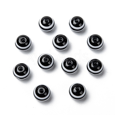 Round Striped Resin Beads RESI-R158-10mm-11-1