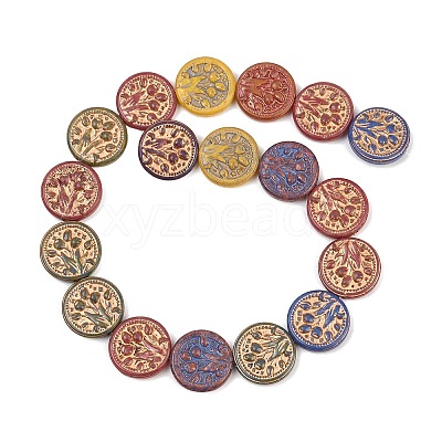 Painted Glass Beads Strands GLAA-F133-07G-1