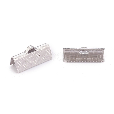 Tarnish Resistant 304 Stainless Steel Ribbon Crimp Ends STAS-P249-27C-P-1