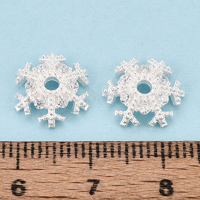 925 Sterling Silver Micro Pave Clear Cubic Zirconia Bead Caps STER-T008-42S-1