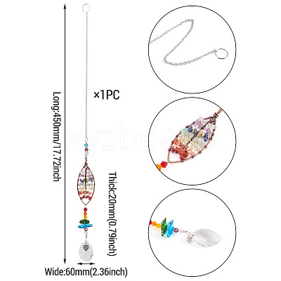 1Pc Wire Wrapped Alloy & Natural Mixed Stone Chips Tree of Life Hanging Suncatchers HJEW-TA0001-45C-1