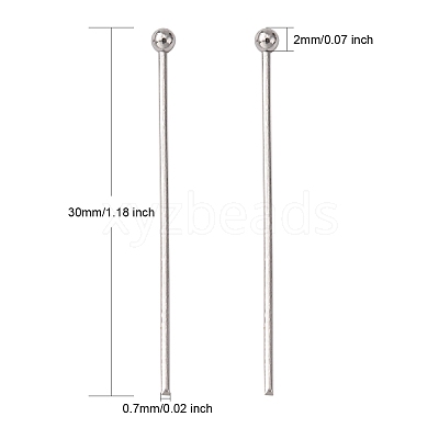 Tarnish Resistant 304 Stainless Steel Ball Head pins STAS-N017-02-30mm-1
