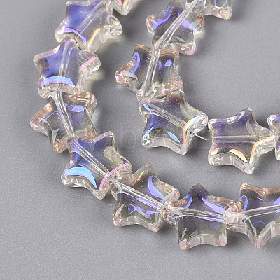 Electroplate Transparent Glass Beads Strands EGLA-N056-04A-A02-1