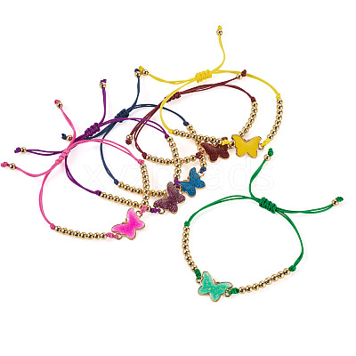6Pcs 6 Colors Alloy Enamel Link Bracelets BJEW-TAC0043-1