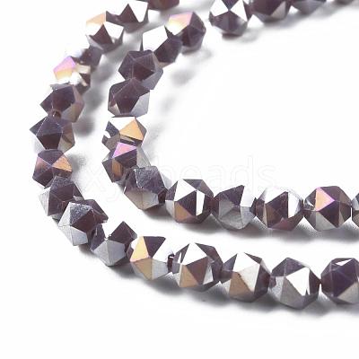 Electroplate Opaque Glass Beads Strands X-EGLA-T019-05D-1