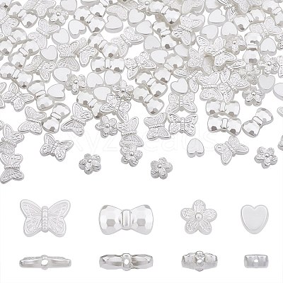 300Pcs 4 Style ABS Plastic Imitation Pearl Beads KY-SZ0001-40-1