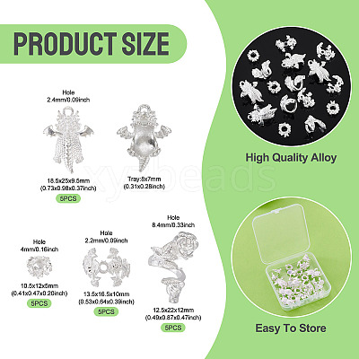 20Pcs 4 Styles Alloy Bead Caps & Pendant Cabochons Settings FIND-TA0010-07-1