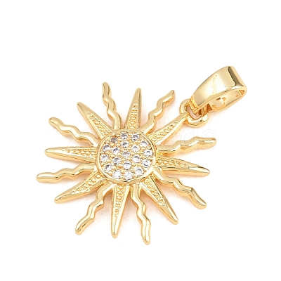 Brass Micro Pave Clear Cubic Zirconia Pendants KK-D258-08G-04-1