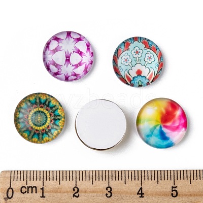 Mosaic Printed Glass Half Round/Dome Cabochons GGLA-N004-16mm-G-1