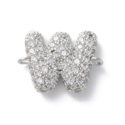 Brass Micro Pave Cubic Zirconia Letter Links KK-I717-04W-P-1