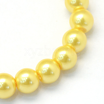 Baking Paint Pearlized Glass Pearl Round Bead Strands HY-Q003-4mm-67-1