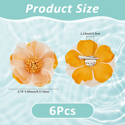 6Pcs Flower Cloth Brooches for Backpack Clothes Wedding Party JEWB-FH0002-38A-1
