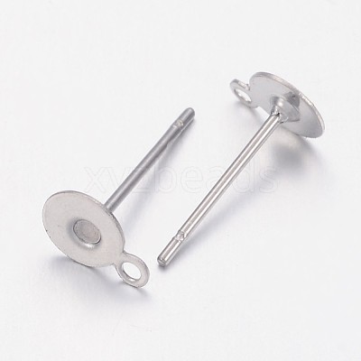 Non-Tarnish 304 Stainless Steel Stud Earring Settings STAS-N036-03B-1