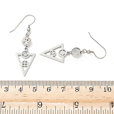 304 Stainless Steel Triangle Dangle Earrings Hand Polished EJEW-Z129-20P-1