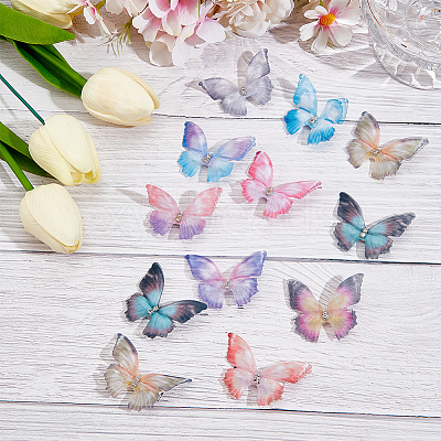 24Pcs 12 Colors Cloth Butterfly Alligator Hair Clip FIND-CP0002-47-1