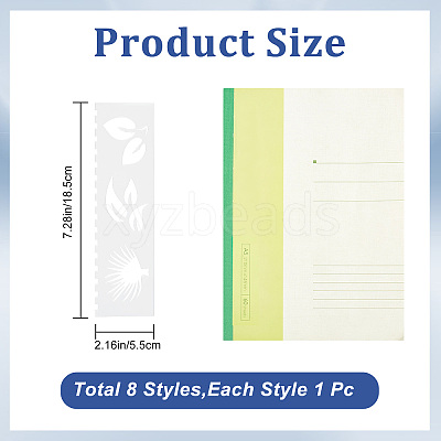 8Pcs 8 Styles PET Plastic Drawing Painting Stencils Templates AJEW-WH0165-26E-1