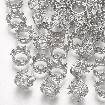 Brass with Cubic Zirconia European Beads X-KK-T035-122-1
