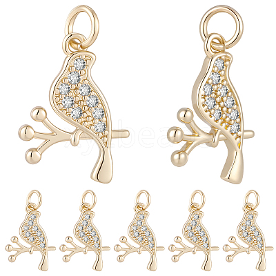 10Pcs Brass Micro Pave Clear Cubic Zirconia Pendants KK-BBC0024-49-1
